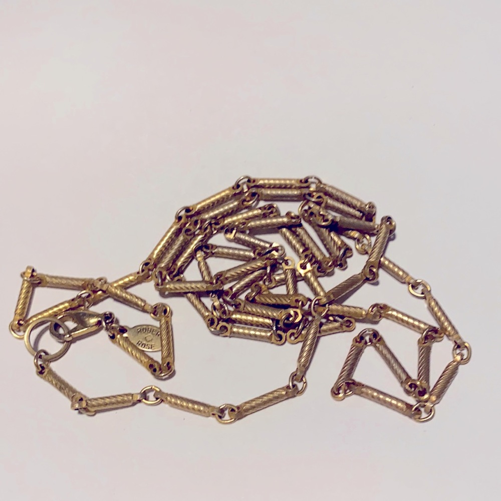Robert rose signed gold necklace